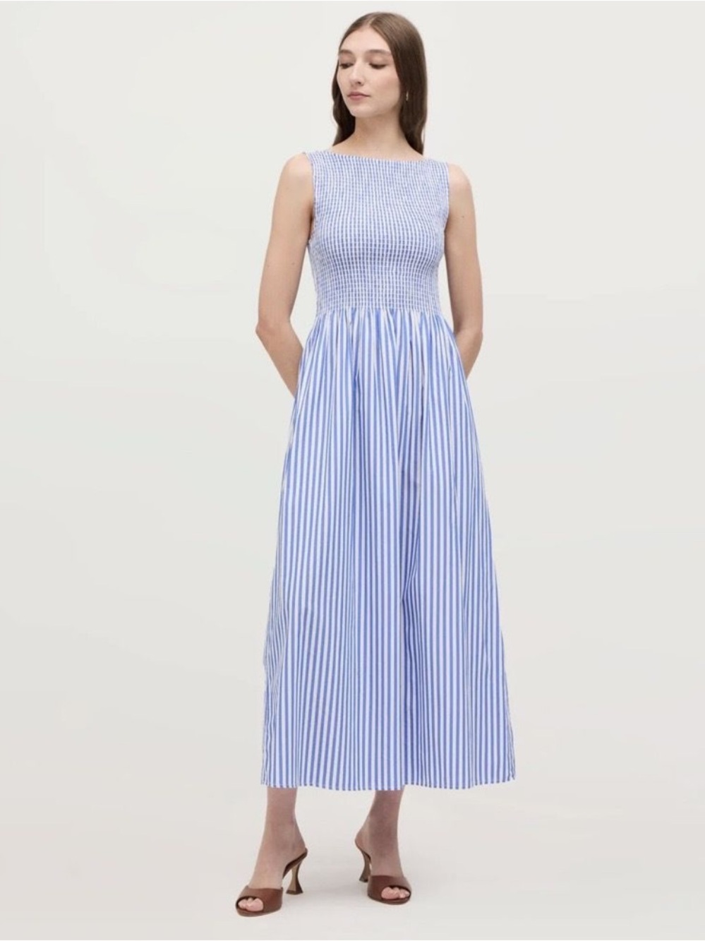 Hill House Home Cosima nap dress sleeveless blue stripe midi summer
